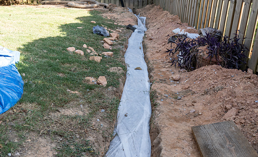 steps of french drain installation